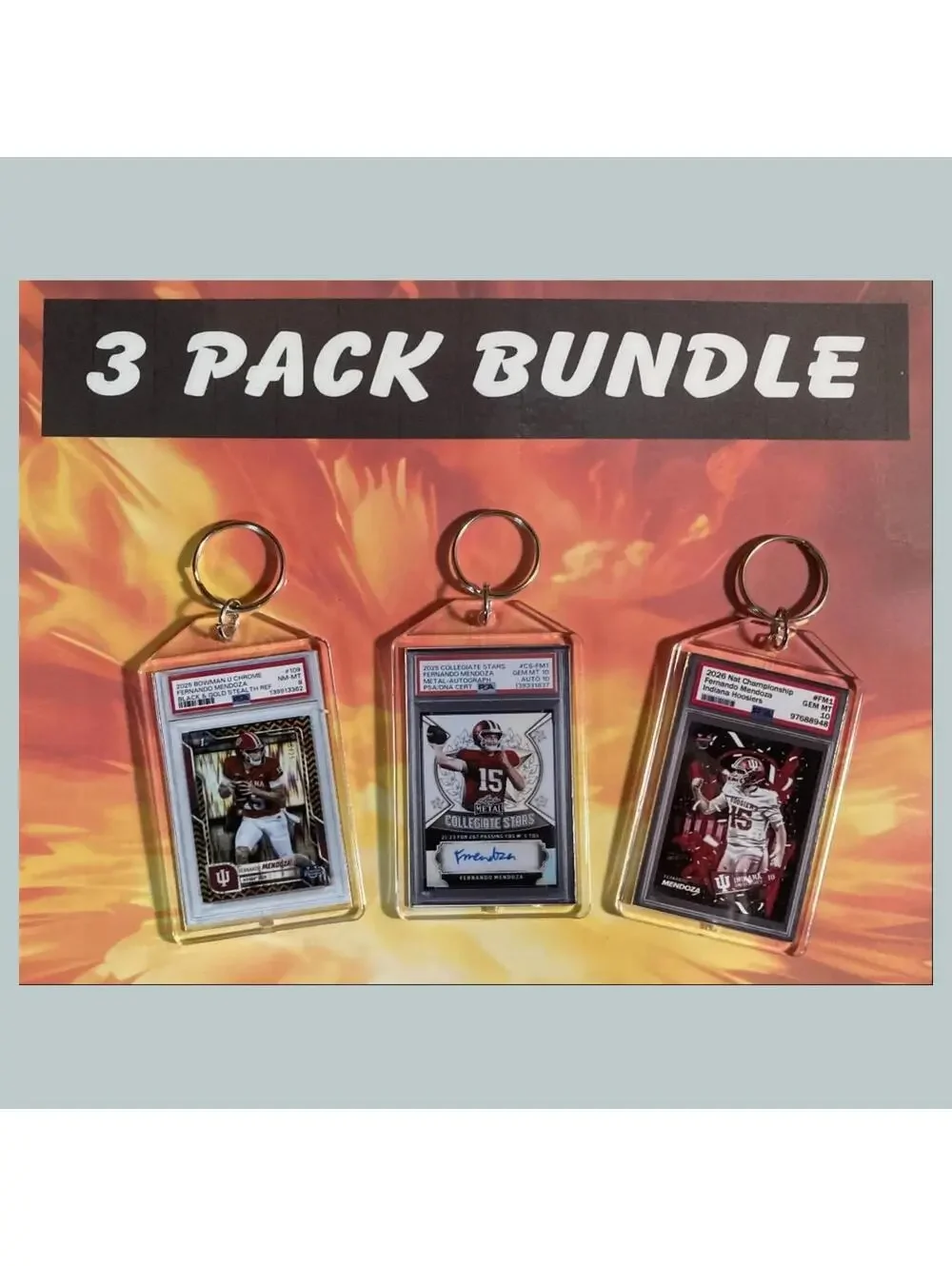 3735B  Fernando Mendoza Custom Hand Made Novelty Keychains 3 Pack Bundle